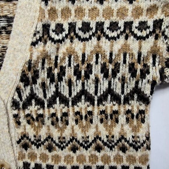 Steve Madden Fair Isle Cardigan Beige Black Pattern Knit Women Small Sweater - Picture 5 of 13